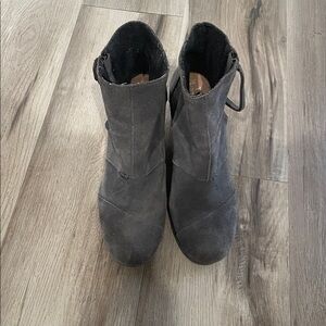Toms, suede booties. Only wore them once inside. They are like new.